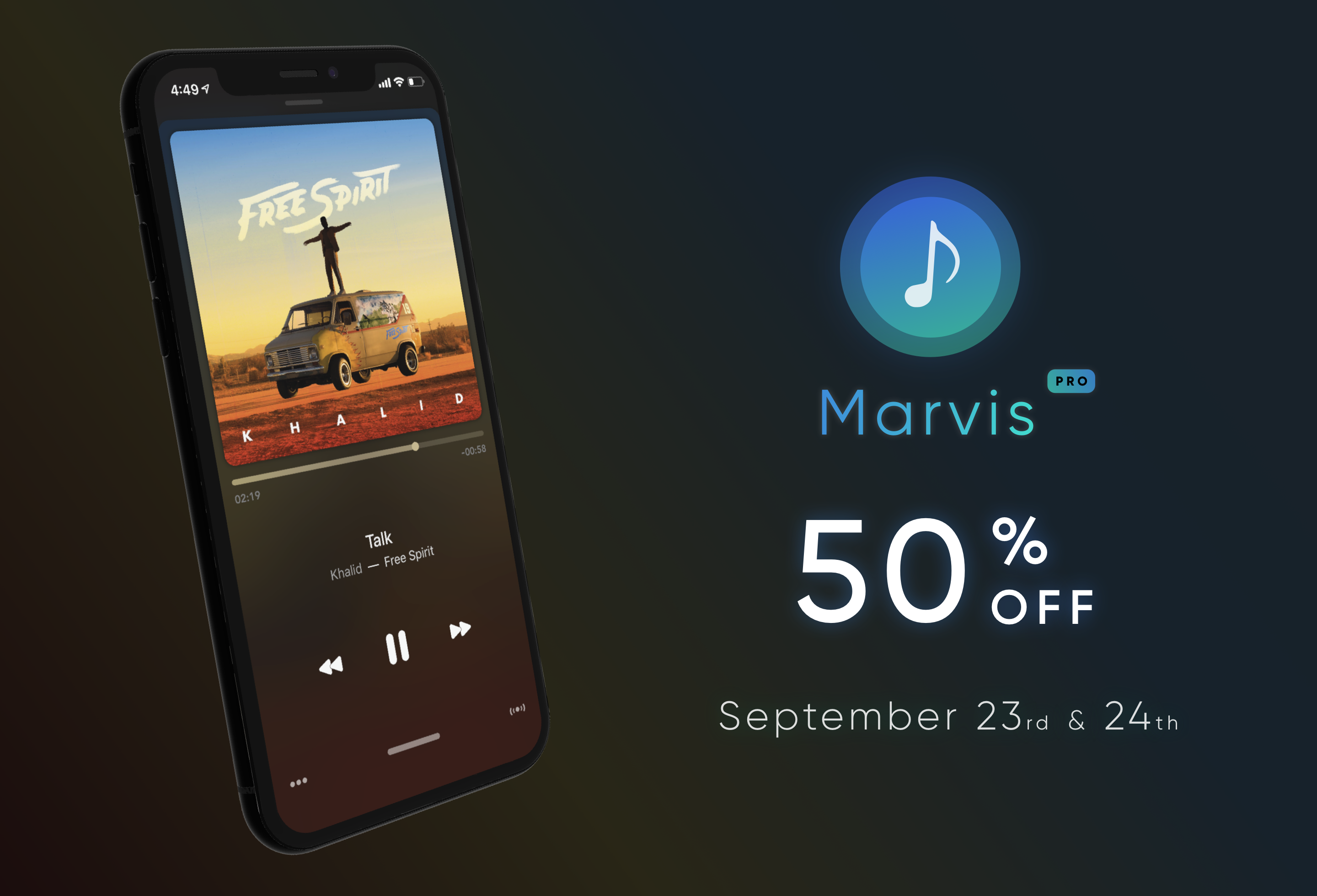 ミュージックアプリMarvis Proが23日、24日限定で480円→240円の半額セール開催中